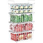 iSPECLE Freezer Organizer Bins, 4 Pack Deep Freezer Baskets for 5 to 7 Cu.Ft, Stackable Wire Chest Freezer Organizer Bins for Small Food, Strong Metal with Handles for Meat and Veggies, White