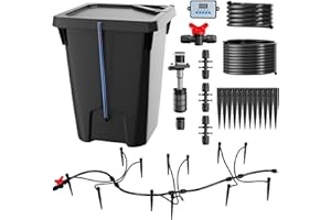 YIFOR Automatic Drip Irrigation System Kits with 7 Gal Reservoir, Timer, Water Pump,12 Drip Emitters, 65.6FT/20M Drip Tubes Smart Automatic Garden Watering System for Indoor Plants/Lawn/Greenhouse