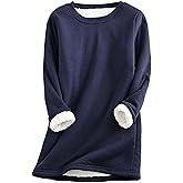 Yeokou Women Warm Sherpa Lined Fleece Crewneck Sport Sweatshirt Pullover Loungewear