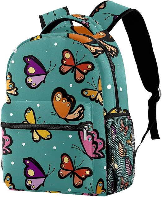 Butterfly Colorful School Backpack Book Bag Travel Daypack for Men