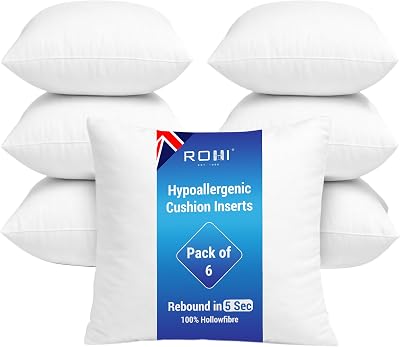 Rohi Set of 6 Hypoallergenic Cushion Inner Pads 18 x 18 Inches