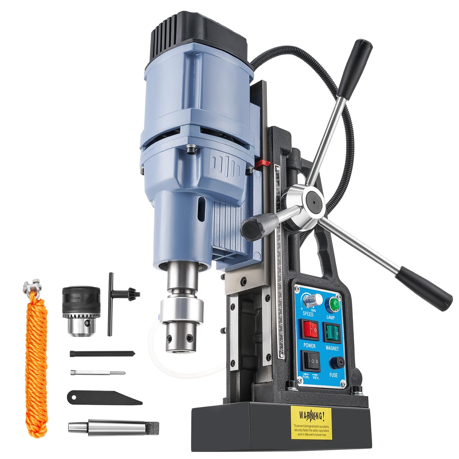 Photo 1 of ZELCAN 1550W Mag Drill Press with 2" Dia. 3125 lbf/13900N Mag Force, 650 rpm Power Magnetic Drill with Stepless Speed & Reversible Direction for Metal Surface