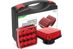 AgriEyes 2Pcs Rechargeable Flashing Lights for Vehicles, Super Magnetic Strobe Hazard Lights, Wireless Red Portable Led Warni