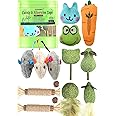 12 Pack Catnip Toys for Cats, Silvervine Sticks, Catnip Balls, Cat Nip Mice, Kicker Toys, Silver Vine Organic Chew Toys, Kitten Teething Toy,Interactive Enrichment Plush Mouse Feather for Indoor Cats