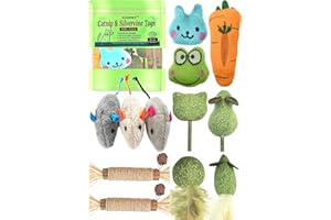 KIDPET 12 Pack Catnip Toys for Cats, Silvervine Sticks, Catnip Balls, Cat Nip Mice, Kicker Toys, Silver Vine Organic Chew Toys, Kitten Teething Toy,Interactive Enrichment (Green)