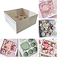 SAHROO Bento Cake Box - Easy to Assemble White 4-inch Cake and 5 Cupcakes Box With Insert - 5 Sets Base for Family Birthday Party Mother's Day