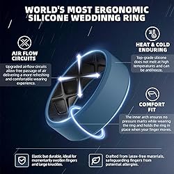 Egnaro Men's Silicone Rings, 7.5mm Wide 2.5mm Thick