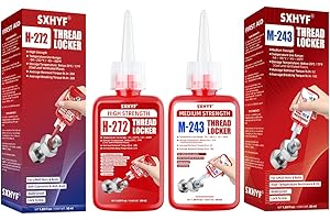 SXhyf Thread Locker Blue 243 & Red 272, Lock Tight Nuts and Bolts, Threadlocker Medium and High Strength, for Lock and Seal Fasteners, Metals and Screw, Prevent Rust and Corrosion(1.69Fl Oz/50ml x2)