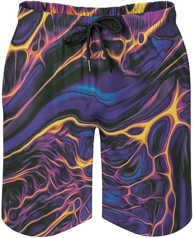 Timeergy The Flowing Gold Magma TieDyed Swim Trunks Men Quick Dry