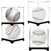 4 Pack(with Base) Baseball Display Case,UV Protected Acrylic Baseball Boxes for Display