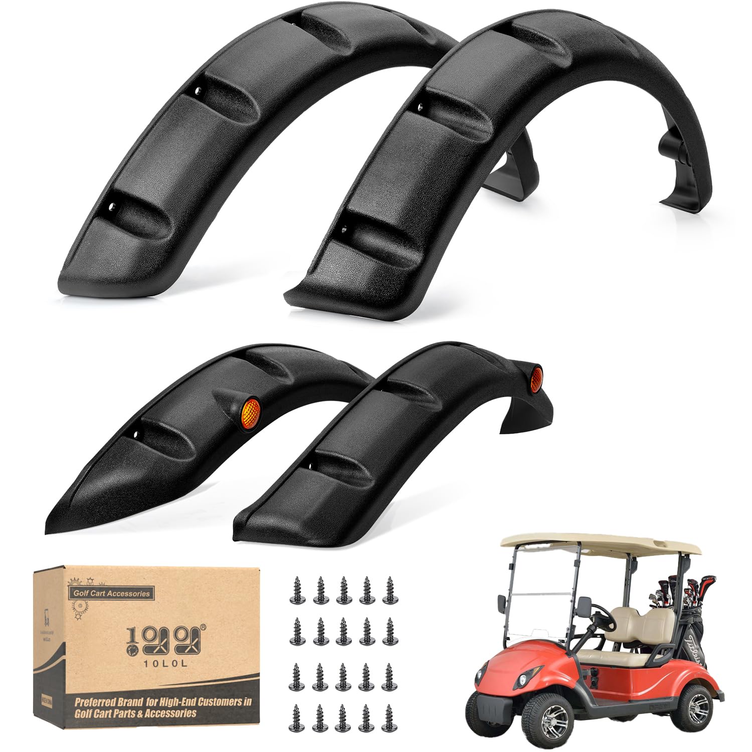 Photo 1 of 10L0L Golf Cart Front Rear Fender Flares for Yamaha G14, G16, G19, G22, with Metal Hardware, Set of 4(Not fit modified models)