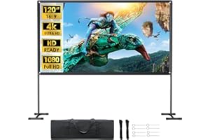 YOWHICK Projector Screen with Stand 120 inch Outdoor Indoor Projection Screen, Foldable Portable HD 4K Double Sided Projection Screen with Carry Bag and Sturdy Frame