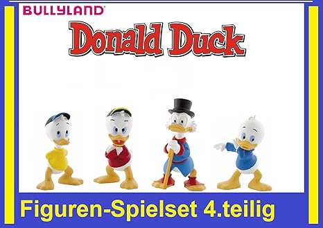 Bullyland BU13000 Walt Disney Dagobert Duck mit Tick, Trick & Track - Figurenset 4.teilig - Set.E
