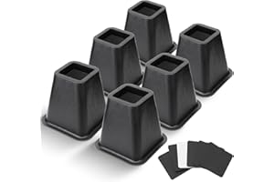 USION Bed Furniture Risers 6 Inch with Anti-Slip Pads, Heavy Duty Bed Lifts Risers for for Sofa, Table, Couch,Cabinet, Chair or Desk Anti-Skid/Wear-Resistant(6 Pack, Black)