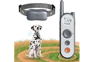 Htcuto 3500 Ft Wireless Dog Fence with 6100Ft Training Remote Collar, 185 Day Battery Rechargeable Electric Fence System, IPX7 Water Resistant, Use for Dogs*Grey