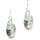 Sea Glass Tiddlywink Earrings - Sterling Drop Earrings by EcoSeaCo, using recycled and sustainable material. Handmade in the USA