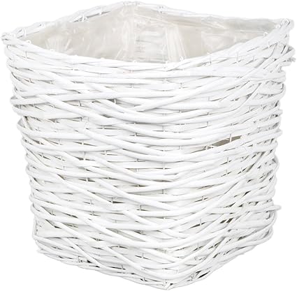 Blanco Maceta Maceta – Cesta de mimbre cuadrado 19 L L: Amazon.es: Hogar