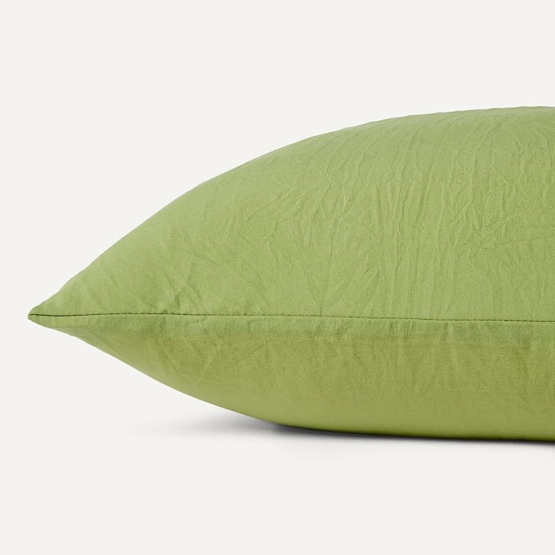 Conjunto de Capa de Edredão para cama 80/90 em microfibra pré-lavada, extra macia com efeito natural de amassamento, capa de edredão 135 x 200 cm e 1 fronha de 50 x 80 cm, verde