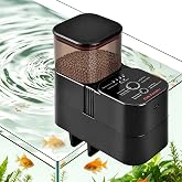 VILLNO Automatic Fish Feeder for Aquarium, 300mL Moisture-Proof Fish Food Dispenser with Feeding Timer &amp; Count, USB Rechargeable Auto Feeder for Betta Koi Turtle Vacation Weekend Trip