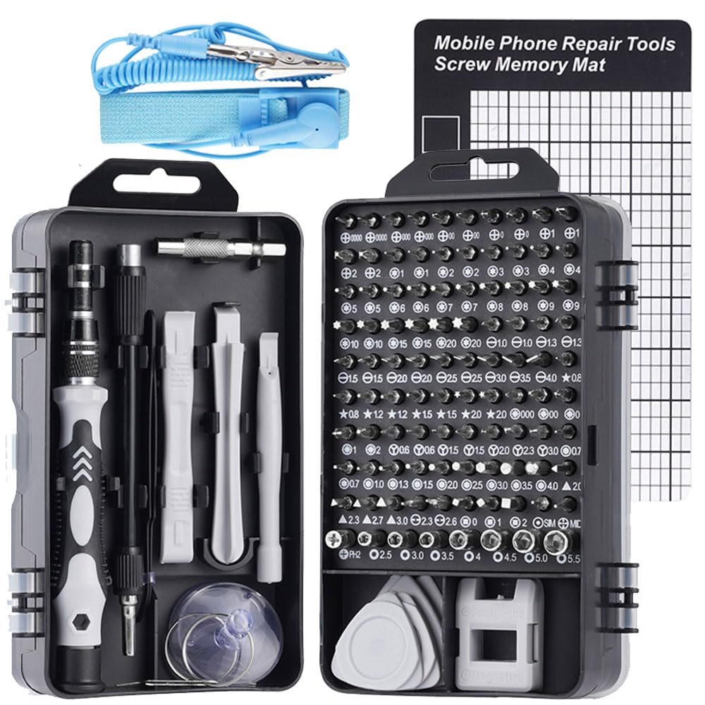 SharkByte 121 in 1 Precision Mini Screwdrivers Set, Magnetic DIY Electronic Repair Tools Kit for iPhone Mobile Laptop PC Mac Watch Glasses Xbox PS345 Console, Small Screwdriver Kit with Magnetic Mat