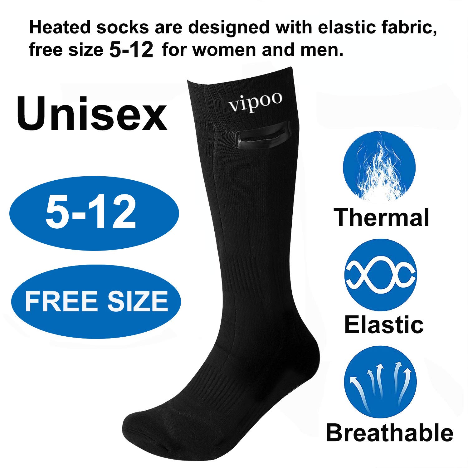 Quad Lock Heated Socks Unisex Heating Socks 4000 MAh Battery