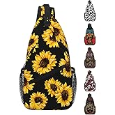 OEDTF Crossbody Bags for Women Men,Sunflower Large Capacity Sling Bag Trendy Shoulder Bag Backpack with Adjustable Strap for Outdoor Hiking