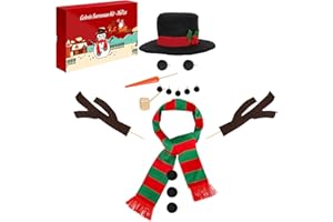 Colovis 16Pcs Build a Snowman Kit, Outdoor Winter Snowman Decorating Supplies Snow Toys for Christmas, Holiday Party Decor (Red & Green Scarf)