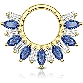 COCHARM Dainty Flower Septum Rings 16G Sparkly Septum Jewelry Clear CZ Helix Daith Earrings for Women Stainless Steel Daith piercing jewelry