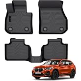 AUXKO All Weather Floor Mats for BMW X1 2026 2025 2024 2023 | High Wall,All-Weather,All Season,Odorless,Anti Slip,Rain&amp;Salt Resistant,TPE Material,Black,Accessories,Pet Friendly