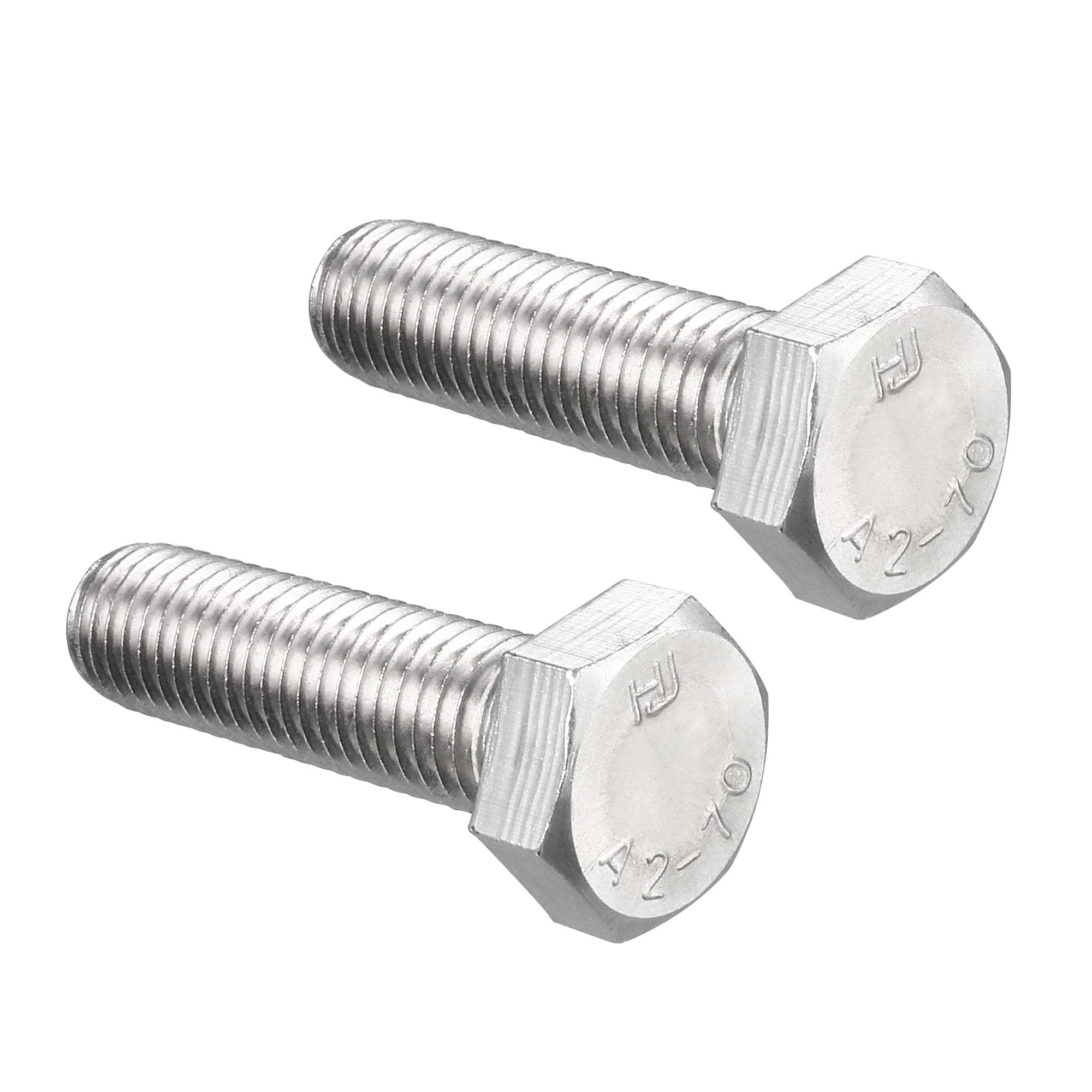 sourcing map M14 Hex Bolt M14-2 x 50mm 304 Stainless Steel 4.8 Grade Fully Threaded Hexagonal Head Screw Bolts 2pcs
