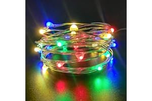 LUNA GIFT Pack 2 Battery Operated Mini Led String Lights with Timer 6Hours on/18Hours Off,Indoor Led Fairy Lights for Christmas Wedding Party Lighting Decorations,30 Count LEDs,10Feet Silver Wire (Multi Color)