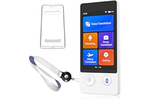 ANFIER Offline Language Translator Device W12 White 144 Languages and Accents No Wifi Needed with Protective Case and Lanyard