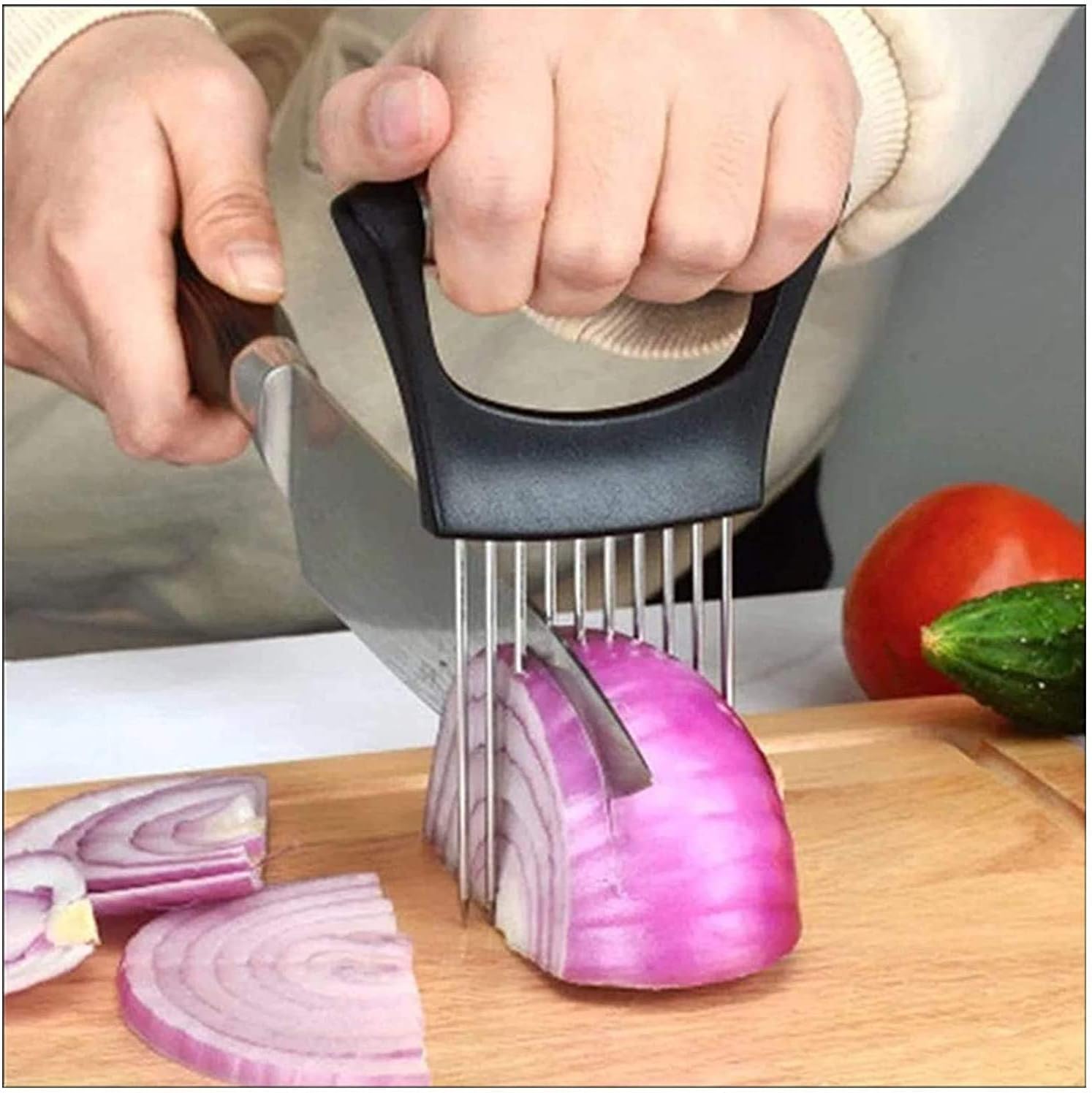 Food Slice Assistant Onion Holder Slicer,Stainless Steel Fork Slicing Kitchen Gadgets,Vegetable Holder Helper Tomato Slicer Meat Slicers, Kitchen Tool Cutting Chopper (5 pcs)