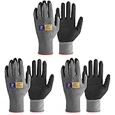 HANDLANDY 6 Pairs Safety Work Gloves with MicroFoam Nitrile Coated - Breathable Nylon Gloves with Grip for Men & Women