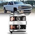 AUTOFREE Passenger Side Projector Headlight Compatible with Chevy Silverado 2500/3500 2015-2019 (Only for Factory Halogen Headlight Models) Chrome Frame Headlamp Assembly for Pickup (Right Side)