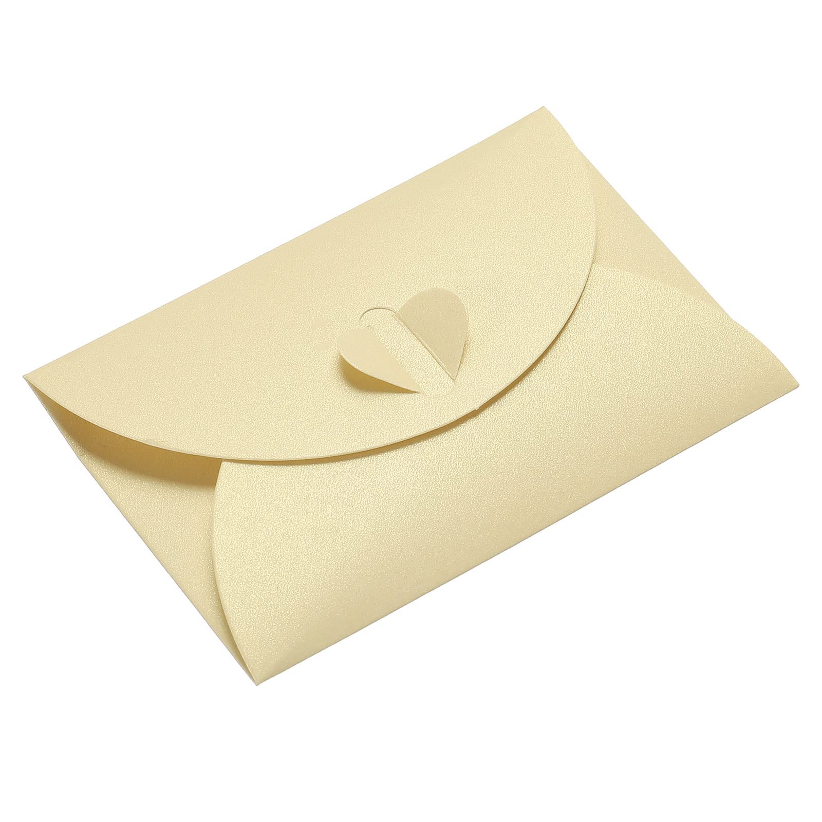 PATIKIL Mini Envelopes, 24 Pack Heart Clasp Tiny Items Storage Cute Present Card Holder for Wedding Greeting Party, Beige