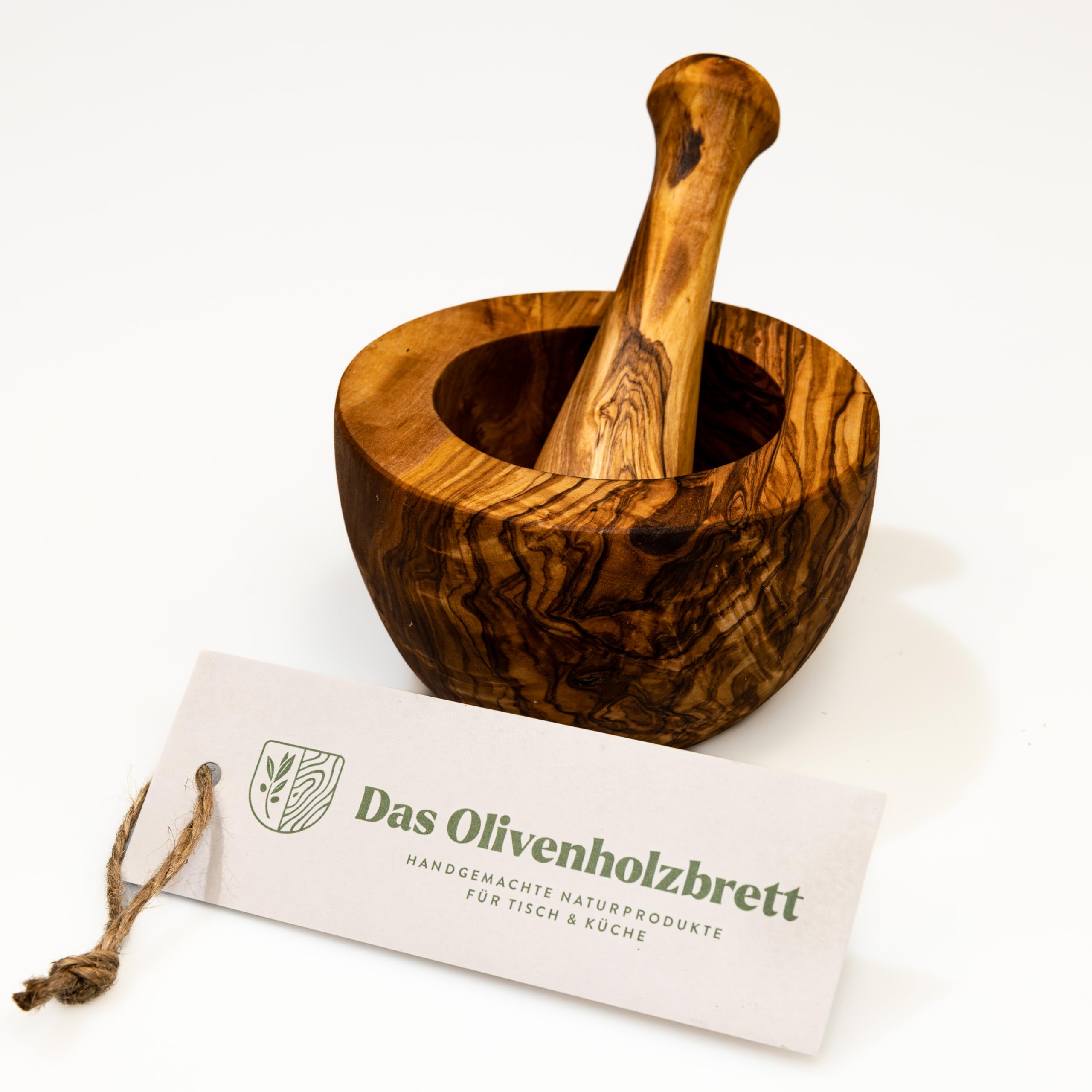 das Olivenholzbrett Mortar and Pestle Flat Smooth Edge Made of Olive Wood - 12cm