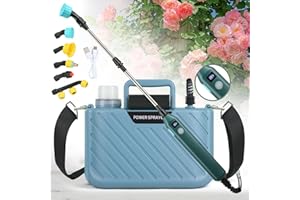 MOVATEK Battery Powered Sprayer 1.35 Gallon, Rechargeable Garden Sprayer with 5 Mist Nozzles, 23.6" Telescopic Wand, Electric Sprayer with Adjustable Shoulder Strap for Lawn, Garden, Yard