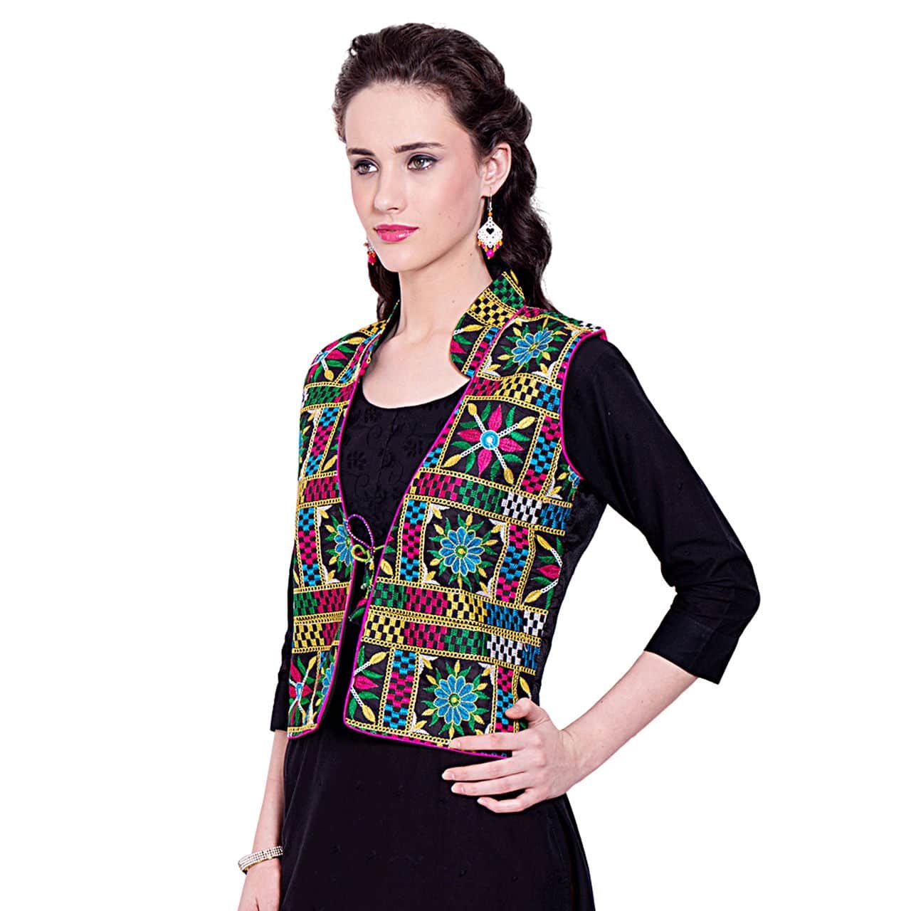 vastraa fusion women's cotton ethnic waistcoat