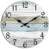 CHYLIN Wall Clock Non-Ticking Battery Operated Silent Rustic Coastal | Analog Nautical Ocean Beach Themed Blue Nautical Ocean Kitchen,Bedroom,Bathroom,Home Bedroom