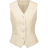 V VOCNI Women's Fully Lined 4 Button V-Neck Economy Dressy Suit Vest Waistcoat