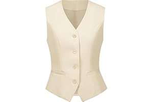 Foucome Women's Formal Regular Fitted Business Dress Suits Button Down Vest Waistcoat