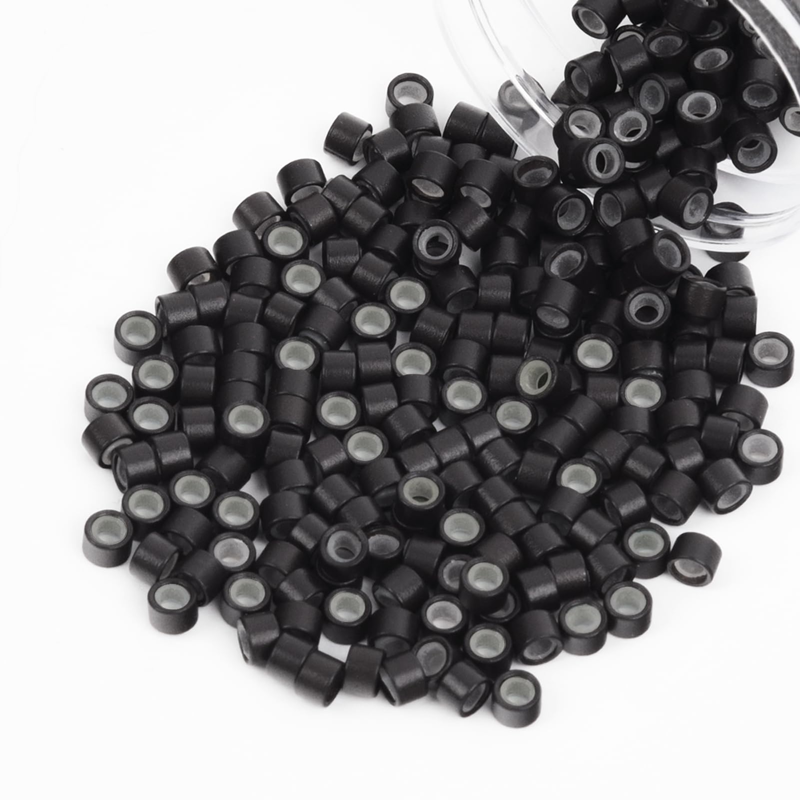Photo 1 of Vlasy 200Pcs 4mm Silicone Lined Micro Ring Beads for Hair Extensions 5Colors Apply (200Pcs Dark Brown)