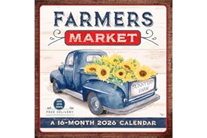 Farmer's Market | 2026 12 x 24 Inch (Hanging) Monthly Square Wall Calendar | Featuring the Artwork of Mollie B. | Plastic-Free | Hopper Studios | Food Artwork