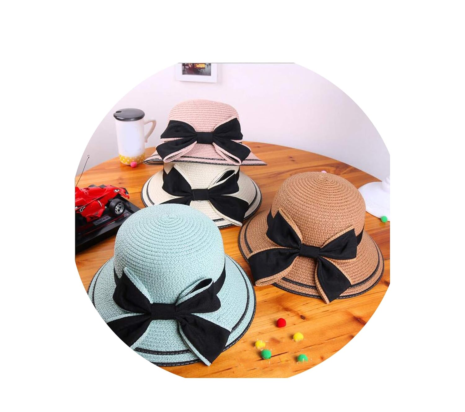 2019 Spring Summer Ribbon Bow Hat Parent-Child Straw Hat ...