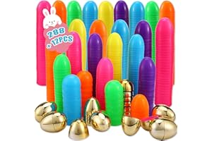 Abakuku 300 Pcs Easter Eggs,2.35" Assorted Bright Colors Plastic Easter Eggs for Easter Hunt,Easter Themed,Decorations,Basket Stuffers Fillers