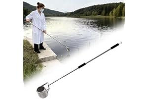 SAFEACET Telescopic Water Sampler Dipper 5ft / 10ft Long - Stainless Steel Sampling Ladle with 1000ml Pendulum Beaker, 2 Handle and Hook - Liquid Sample Cup Testing Scoop for Industrial, Lab and Field
