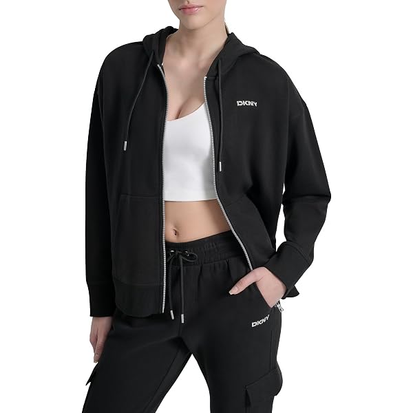Pull Femme DKNY à Demi-fermeture éclair - Noir - Taille M - 75% Polyester 25% Coton - Neuf Avec étiquette
