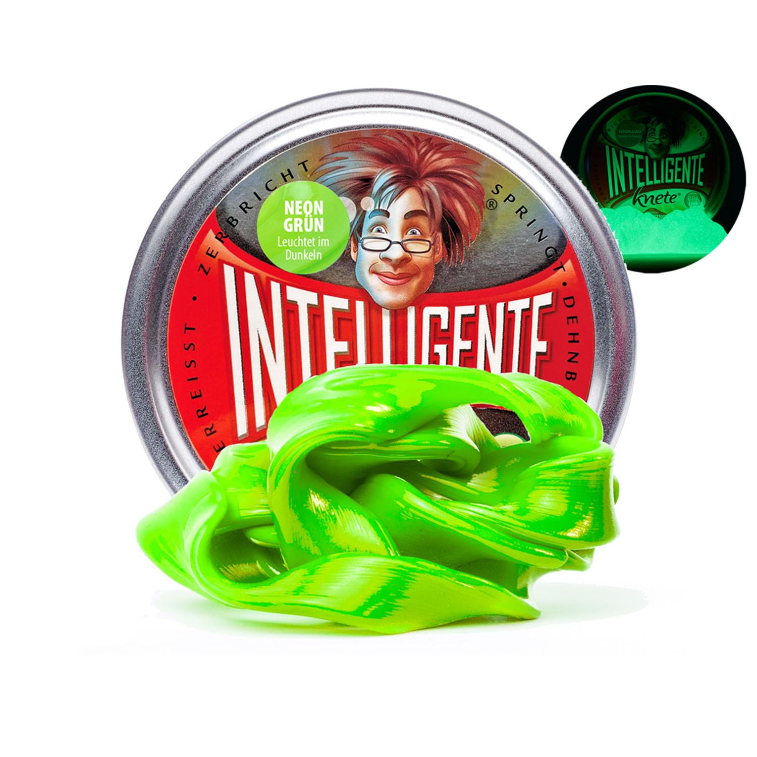 Intelligente Knete Neon Green Glow in the Dark 80 g Neon Green