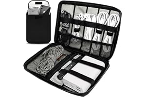 VAXAAPE Travel Cable Organizer Pouch Electronic Accessories,Travel Essentials,Cord Organizer Storage Bag For Cord, Charger, Phone, Earphone,SD Card,Black